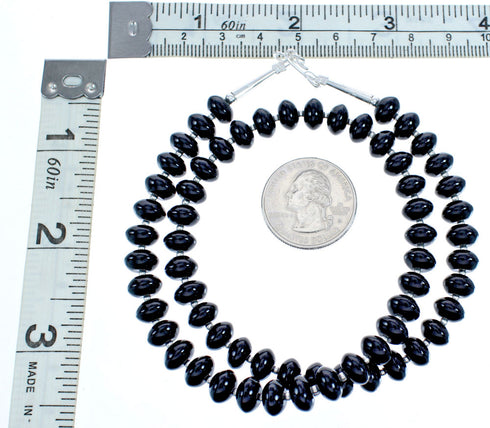 Sterling Silver Onyx Bead Necklace KX120982